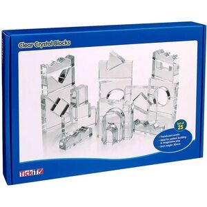 TickiT Clear Crystal Acrylic Block Set of 25 - Light and Shape Exploration NEW